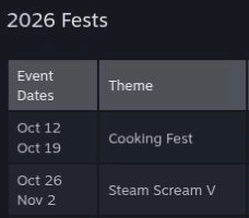 Steam Scream Fest 5 공식 일정 화면