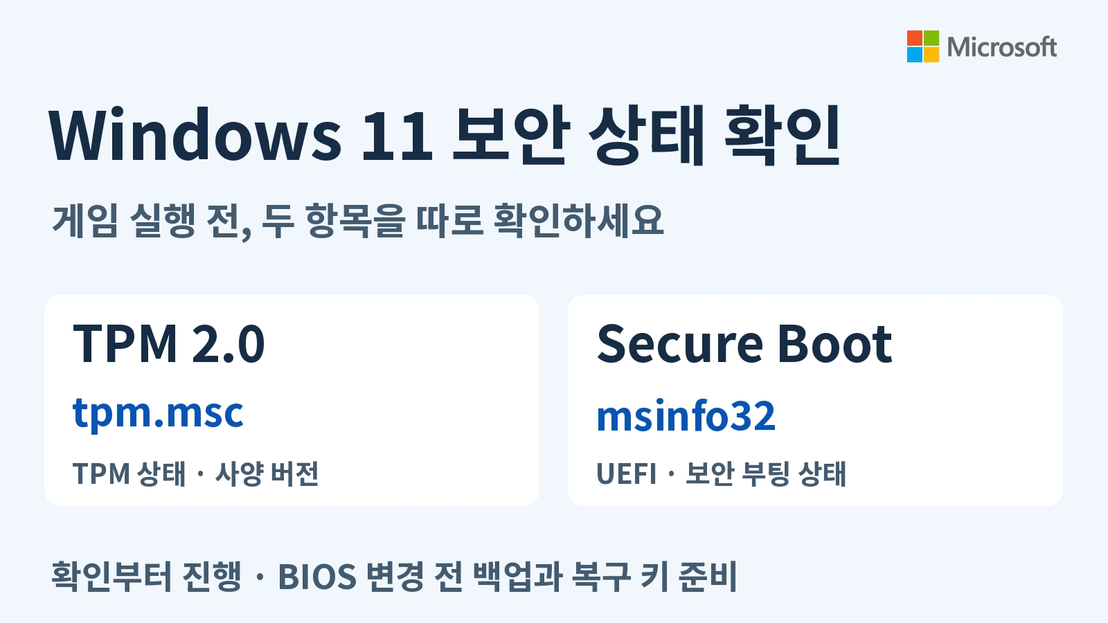 TPM 2.0·Secure Boot 확인 방법｜게임 실행 오류 전 Windows 11 점검